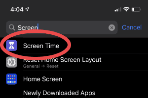 Search for Screen Time
